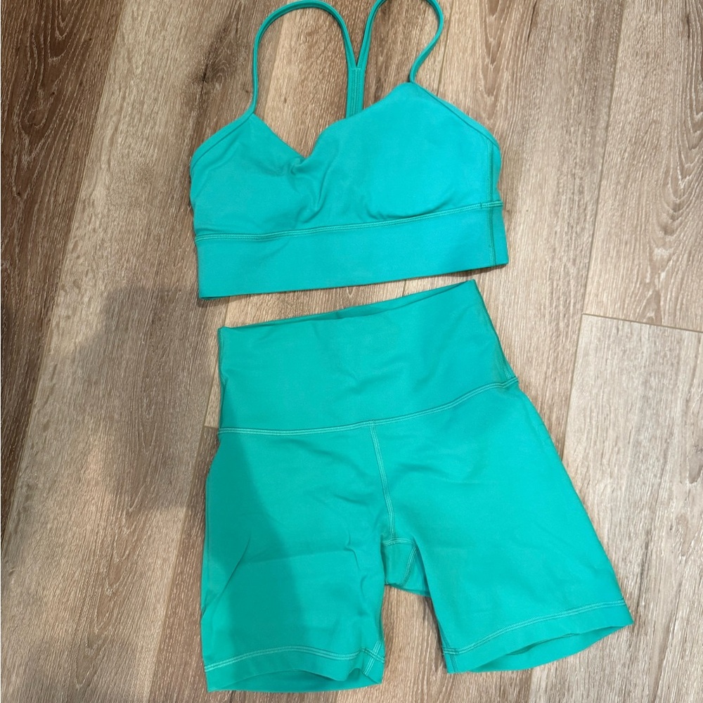 Lululemon Athletica Teal Sports Bra and Shorts Set